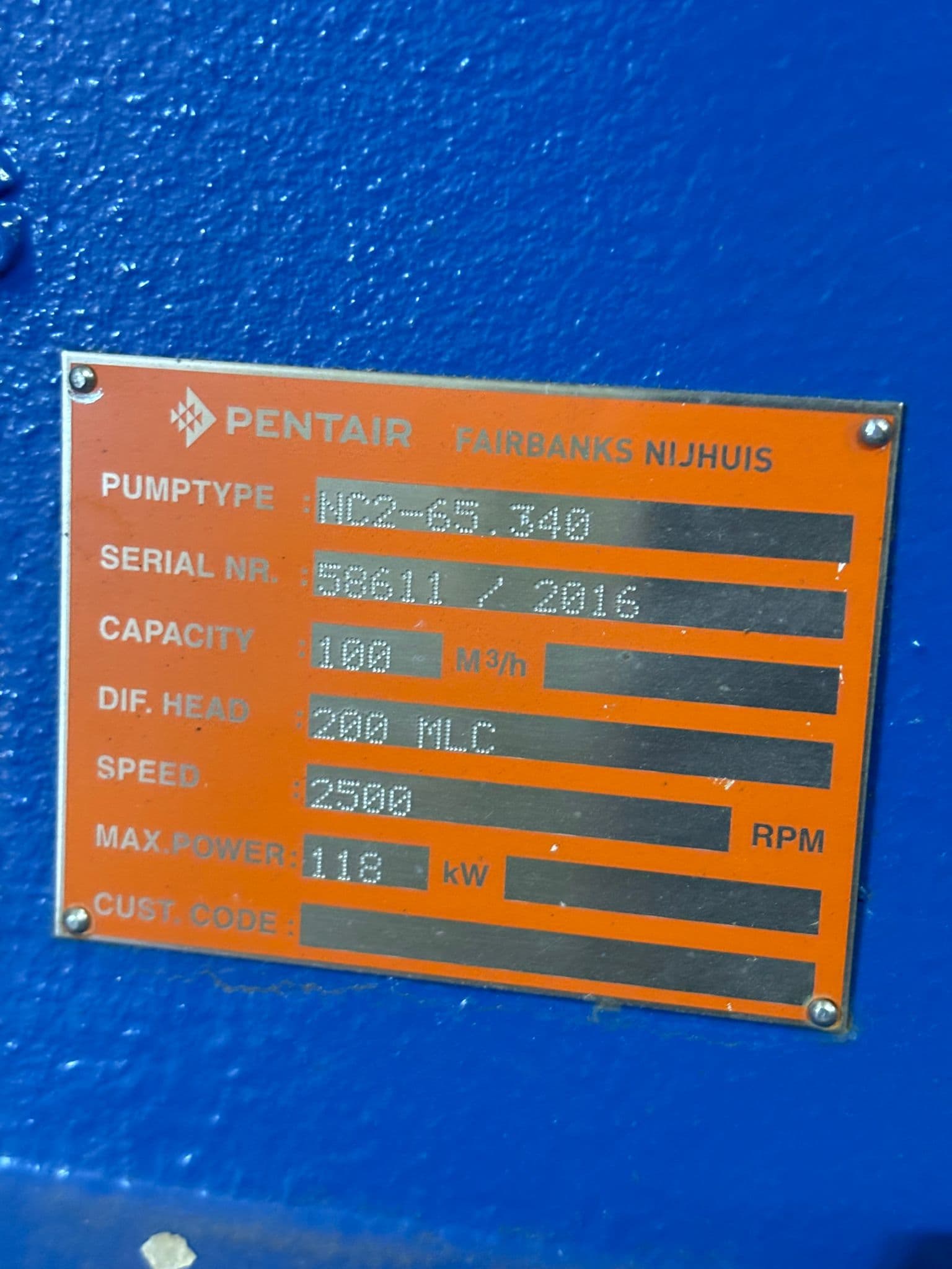 Pentair Fairbanks Nijhuis - water pump NC2-65.340 thumbnail 2