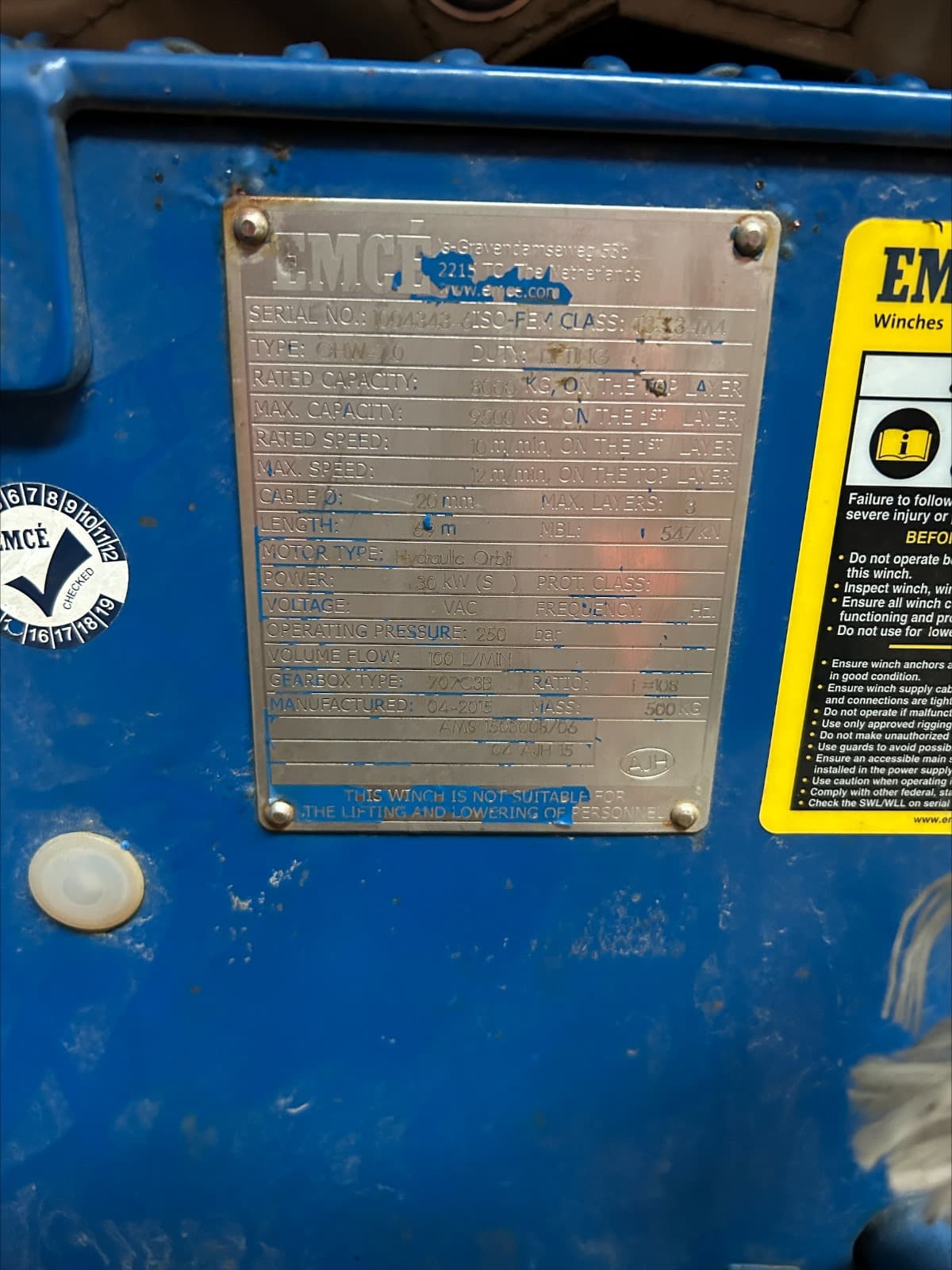 EMCE Winches OHW- 7.0 HDGP thumbnail 4