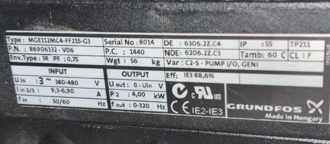 Grundfos TPE 125-100/4 Pump with MGE112MC4 Motor thumbnail 3