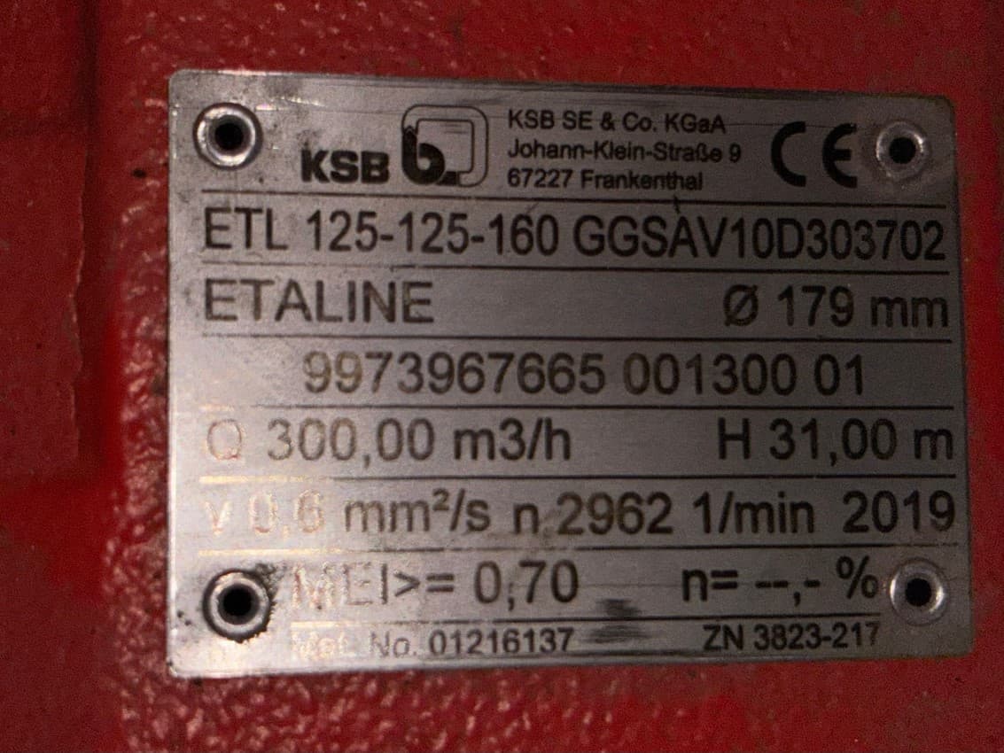 KSB Etaline Pump with WEG Motor – 31m Head, 300m³/h thumbnail 2