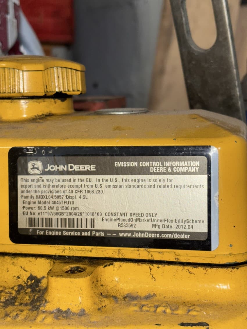 John Deere 4045TFU70 Diesel Engine (4.5L, 60.5 kW) thumbnail 2