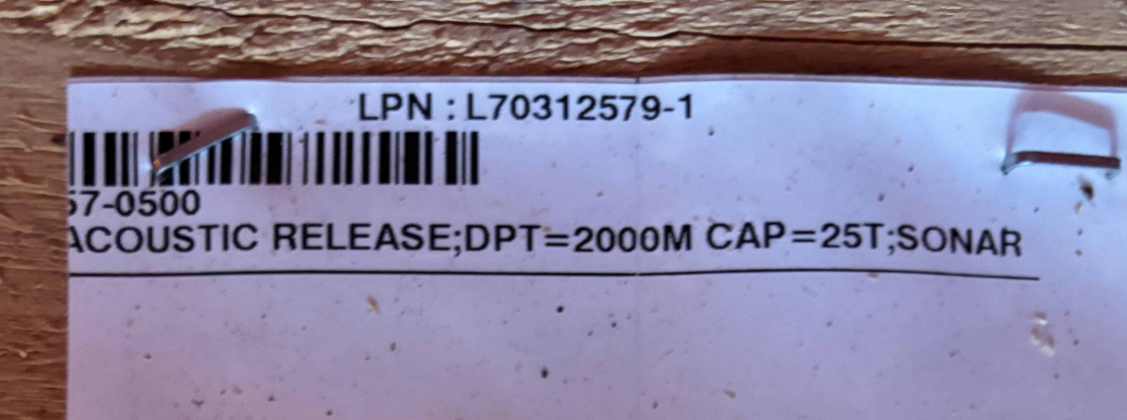 Sonardyne Acoustic Release (x3) - 2000 meter - 25T thumbnail 2