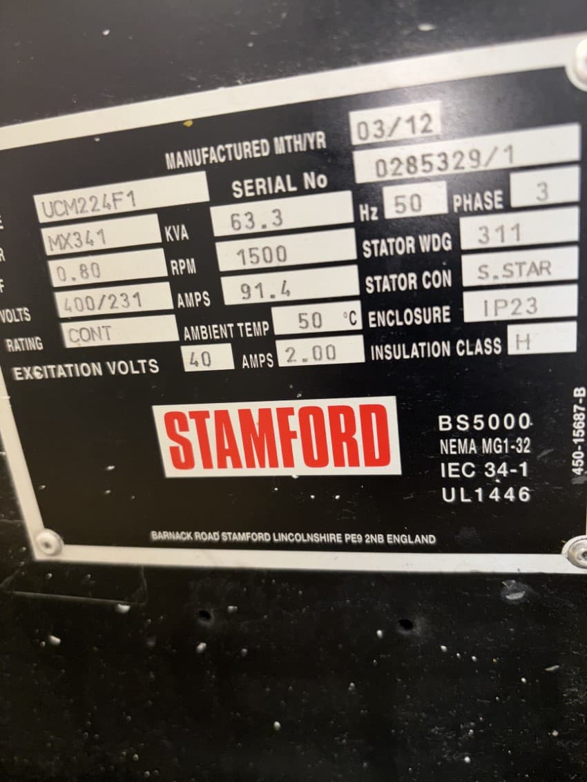Stamford UCM224F1 Generator, 63.3 kVA, 1500 RPM thumbnail 2