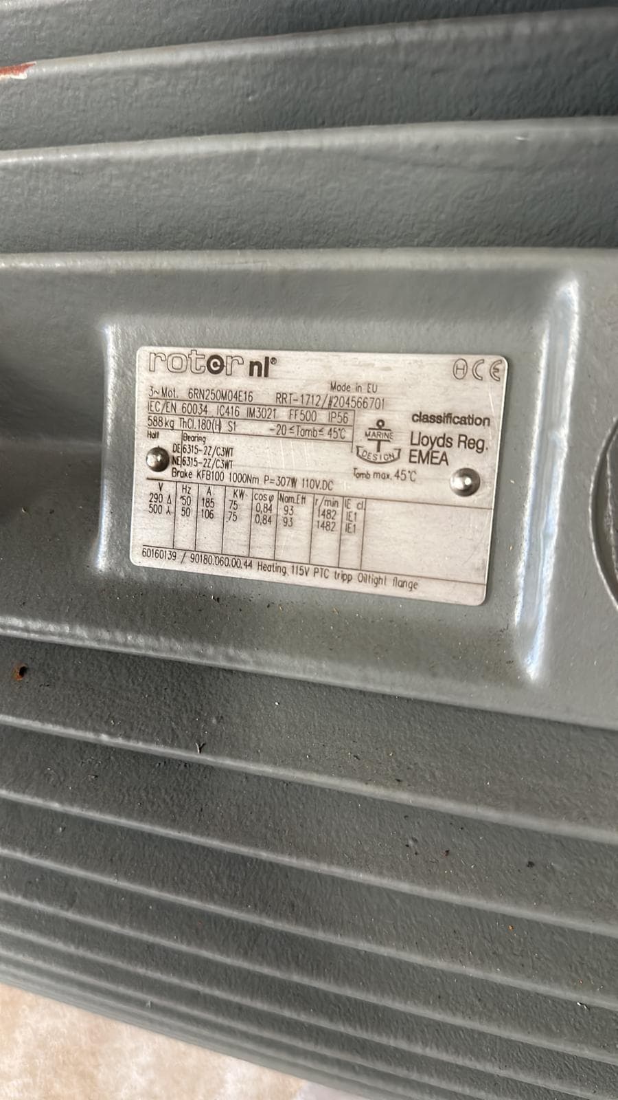 WINCH 75 kW General Purpose Low Voltage IEC MOTOR thumbnail 2