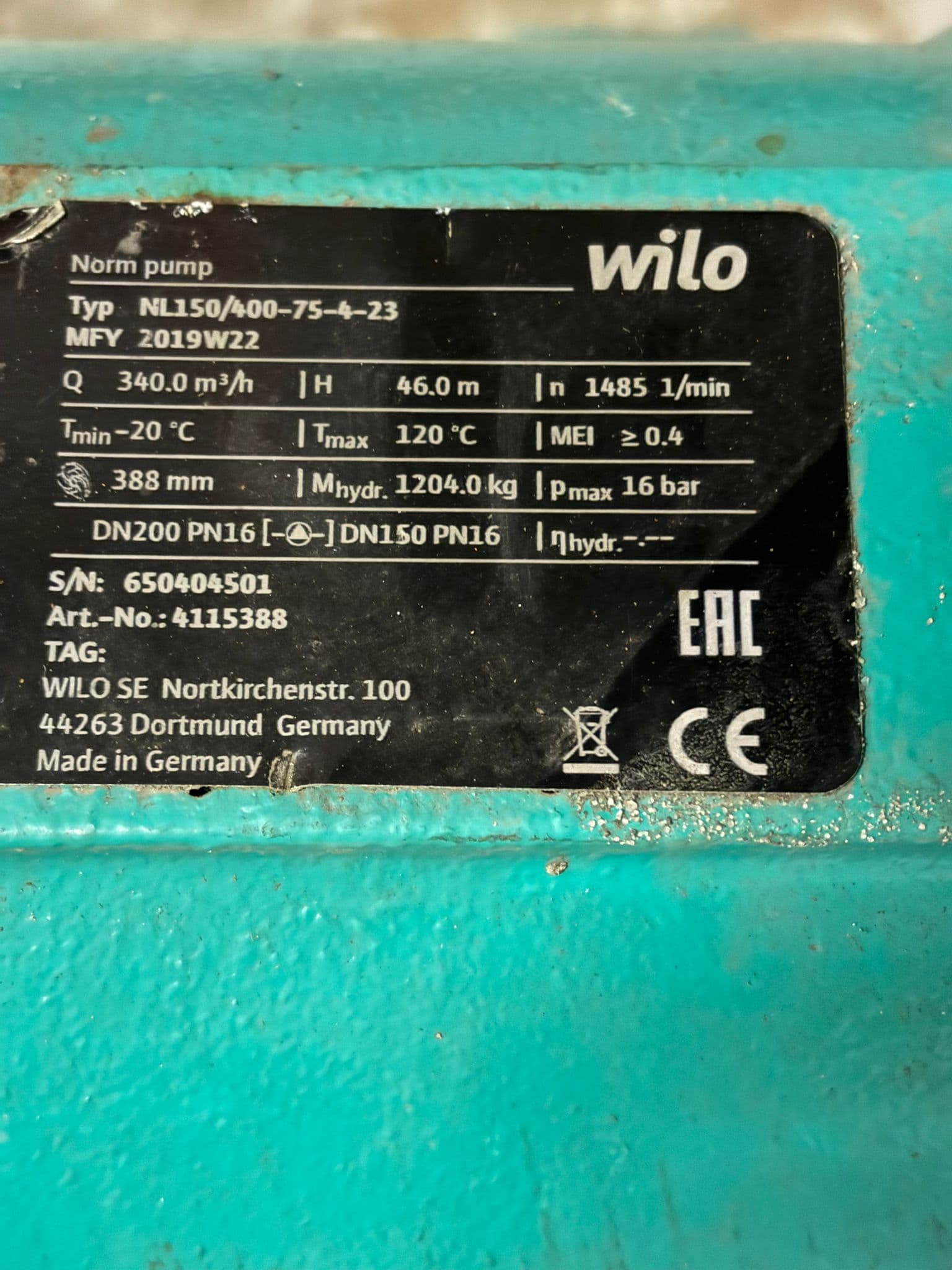 WILO norm pump NL150