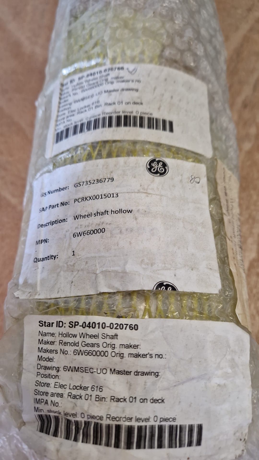 RENOLD GEARS: HOLLOW WHEEL SHAFT #F