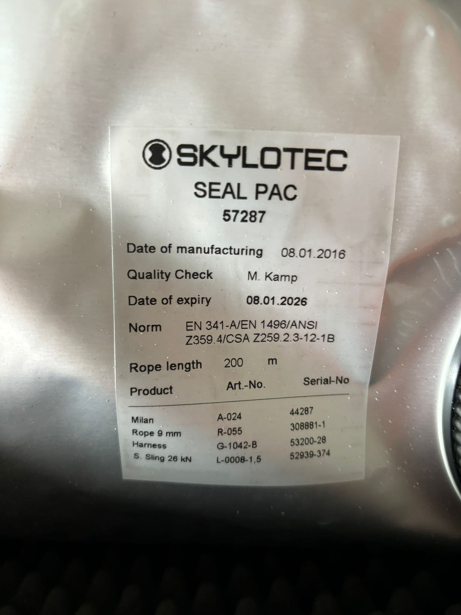 Skylotec Rescue Seal Pac - 200 meters - expiry August 2026